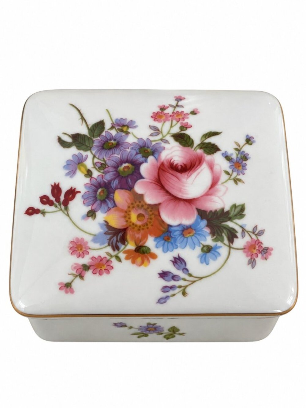 Vintage Royal Crown Derby Derby Posies Bone China Trinket Jewelry Box England